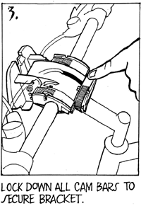 Lock down all cam bars to secure bracket