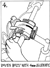 Loosen bolts with 4mm allen key